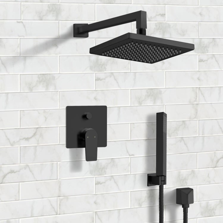 Shower Faucet Matte Black Rain Shower System with Handheld, Rain Shower Head, Shower Faucet Set Remer SFH32